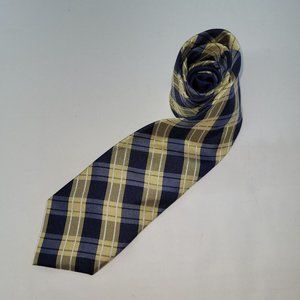 Tommy Hilfiger Tie Mens Silk Handmade Plaid‎ Blue/Yellow Preppy Collegiate